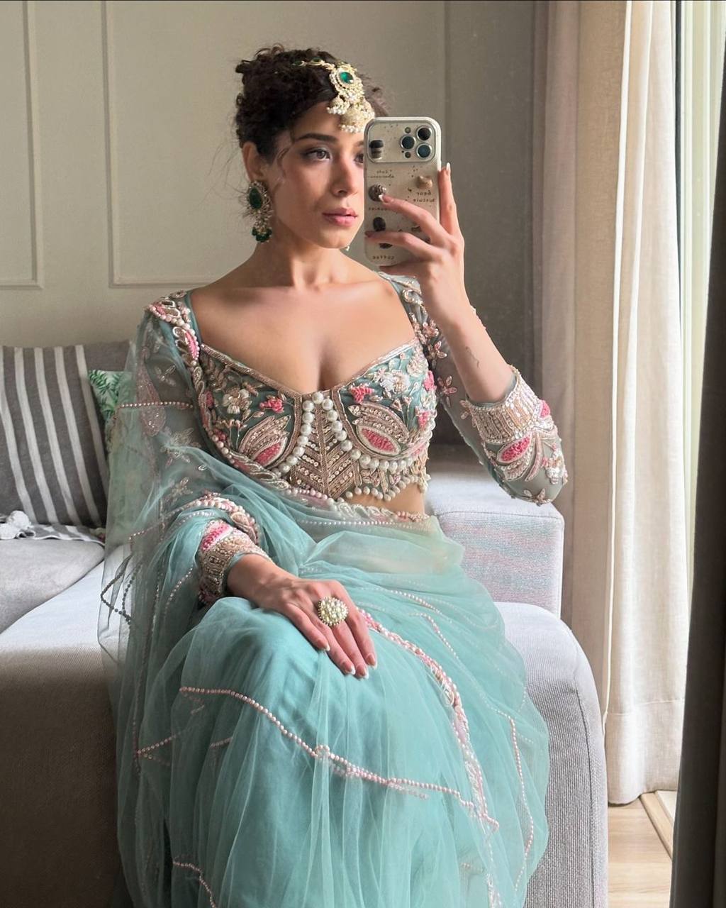 Heavy Embroidered Net Saree with 4000+ Pearl Moti Work