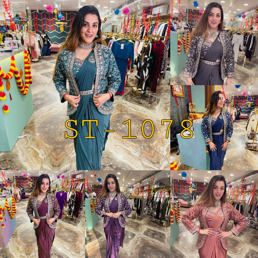 Indo-Western Ready-to-Wear Saree with Embroidered Koti