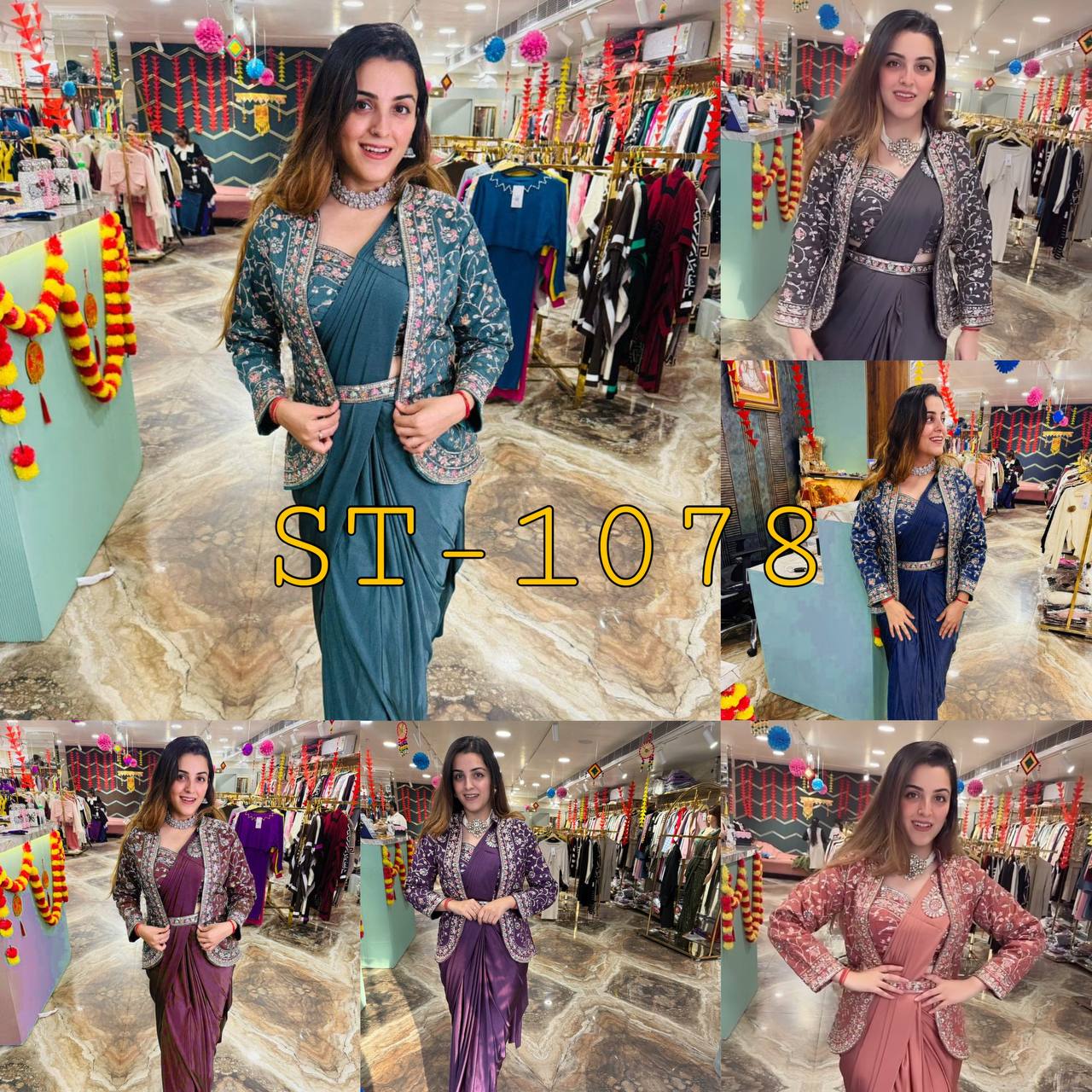 Indo-Western Ready-to-Wear Saree with Embroidered Koti