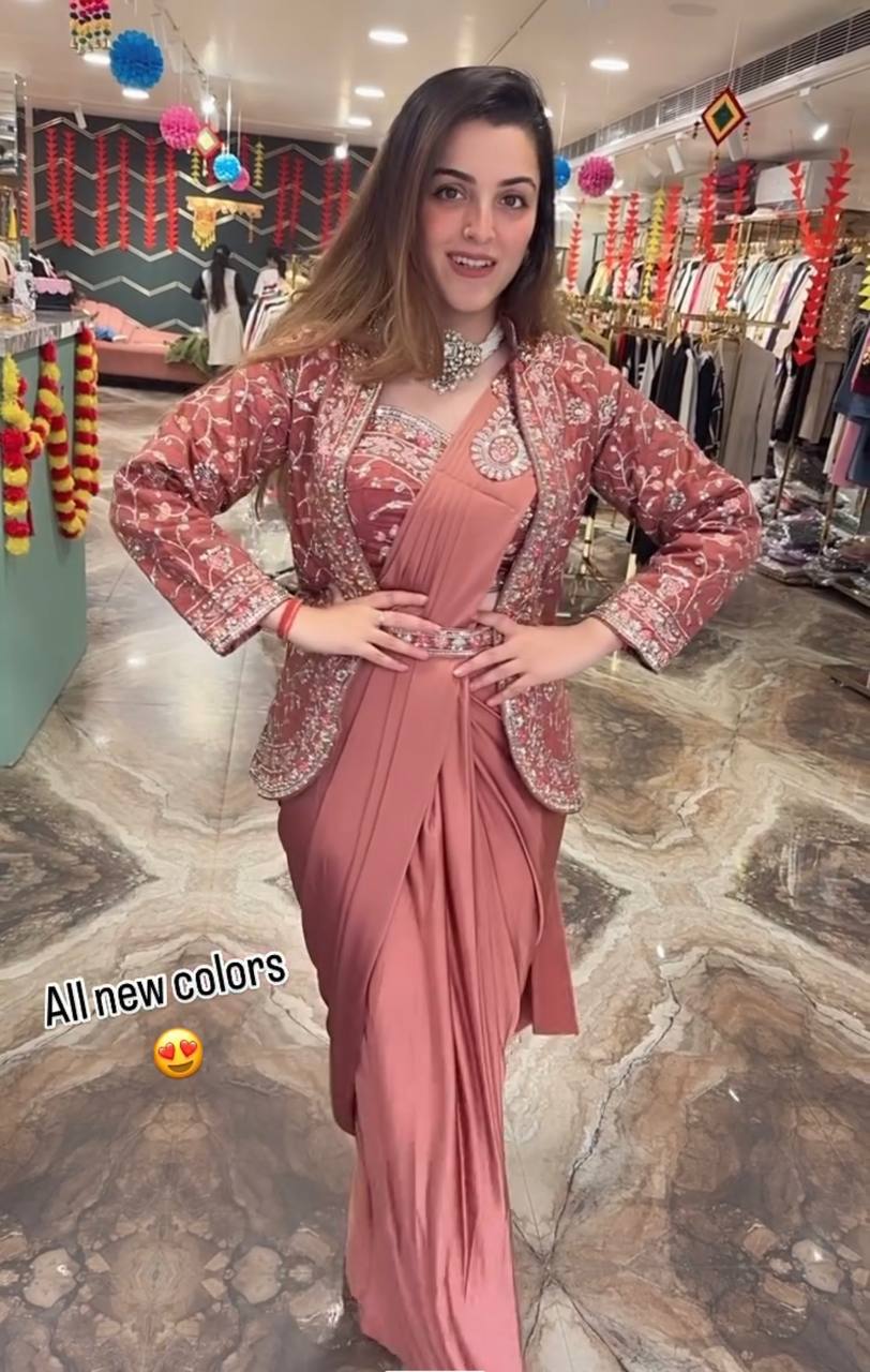Indo-Western Ready-to-Wear Saree with Embroidered Koti