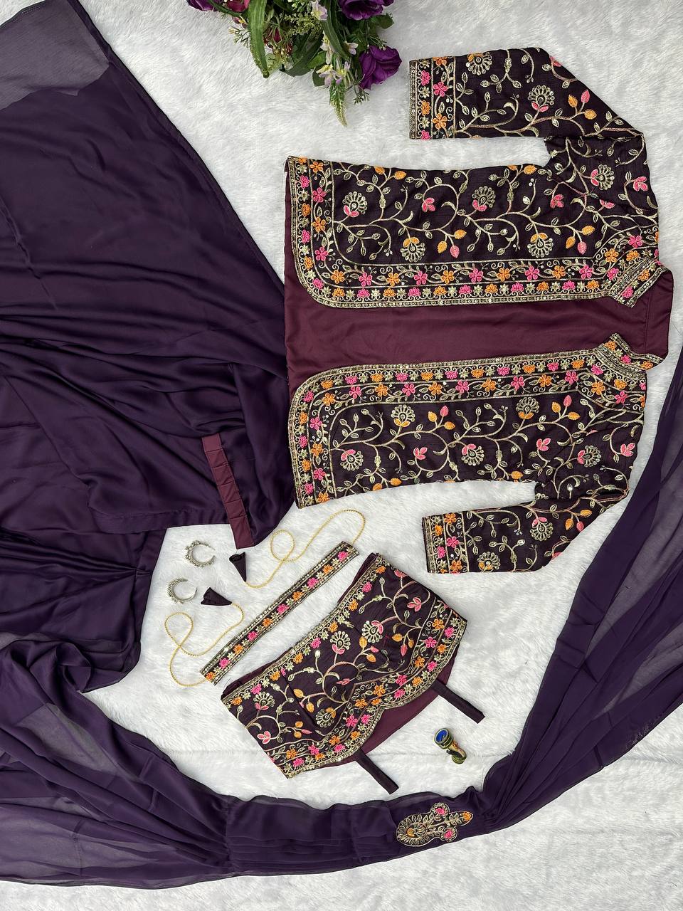 Indo-Western Ready-to-Wear Saree with Embroidered Koti