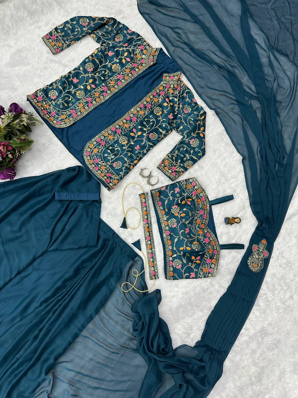 Indo-Western Ready-to-Wear Saree with Embroidered Koti