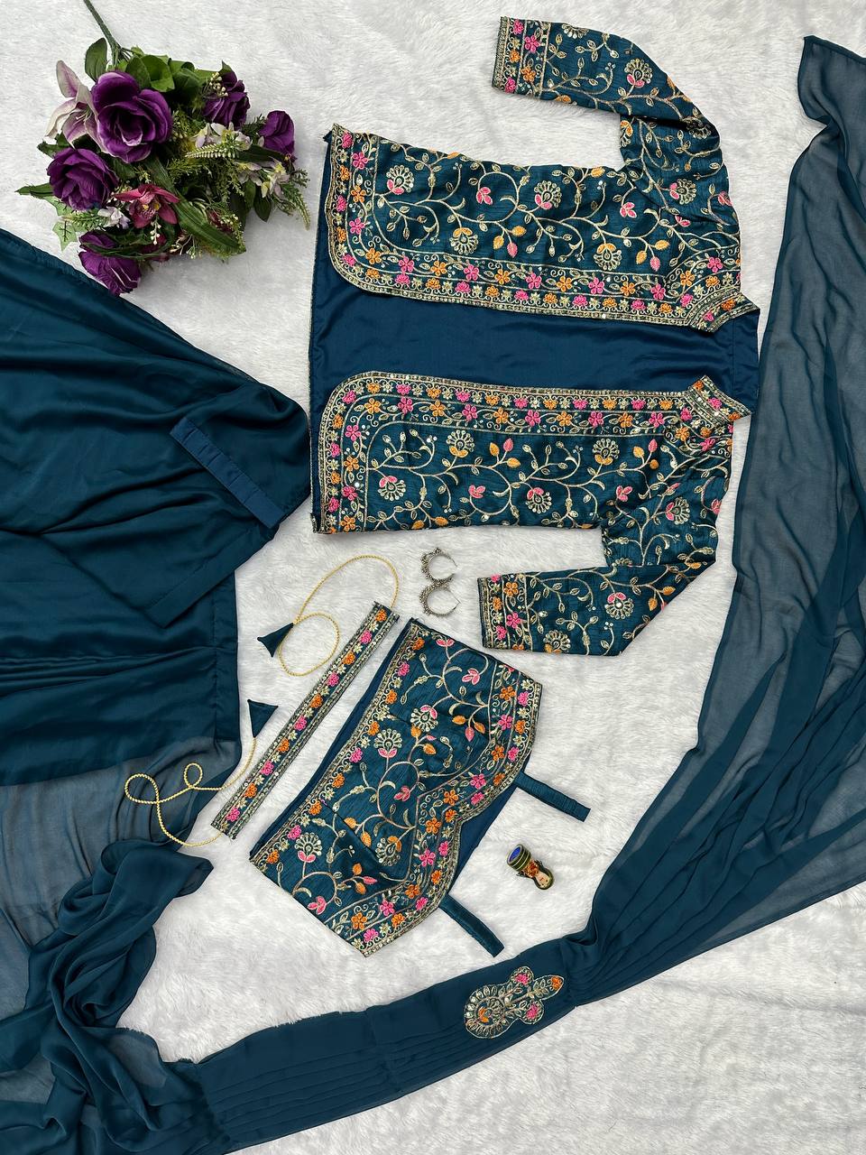 Indo-Western Ready-to-Wear Saree with Embroidered Koti