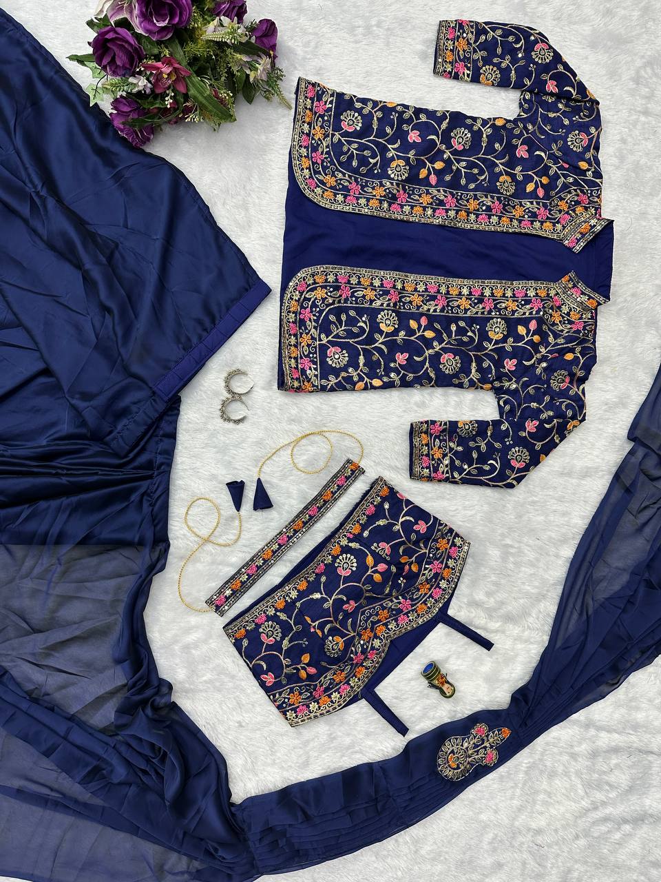 Indo-Western Ready-to-Wear Saree with Embroidered Koti