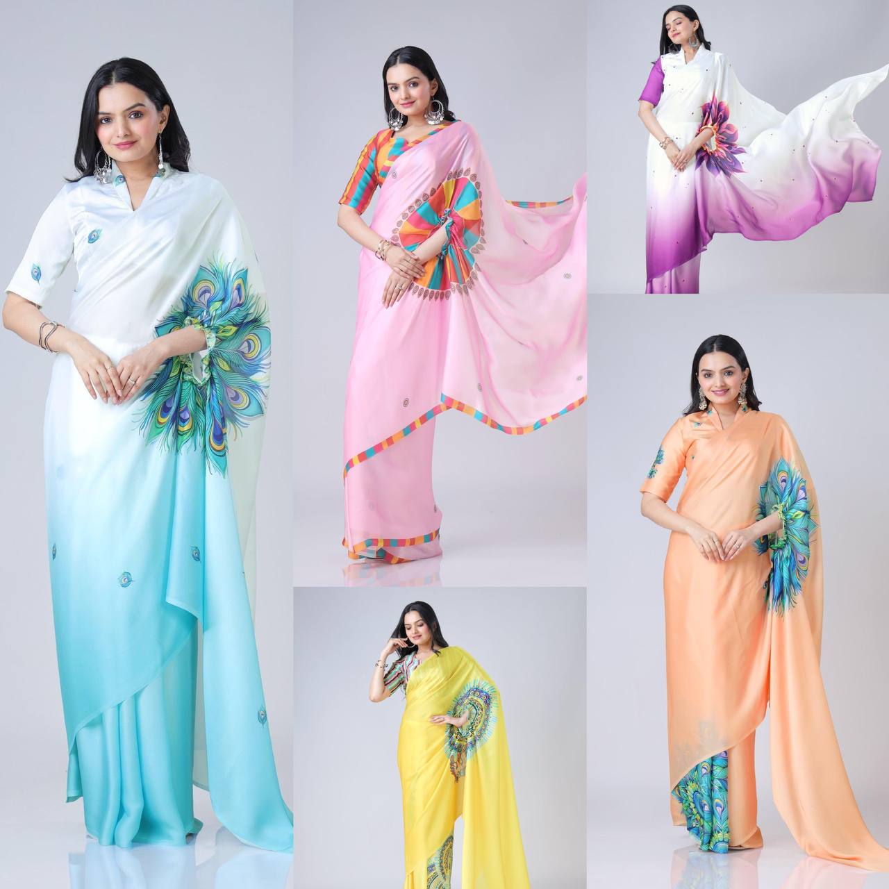 Hands-Free Ready to Wear Saree (Light Orange Color)