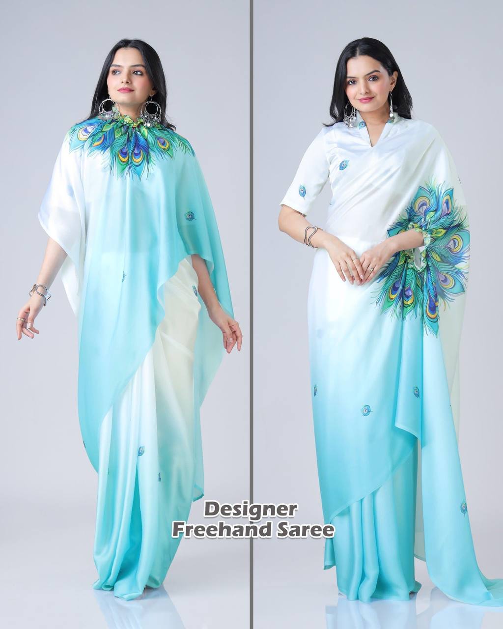 Hands-Free Ready to Wear Saree (White Color)