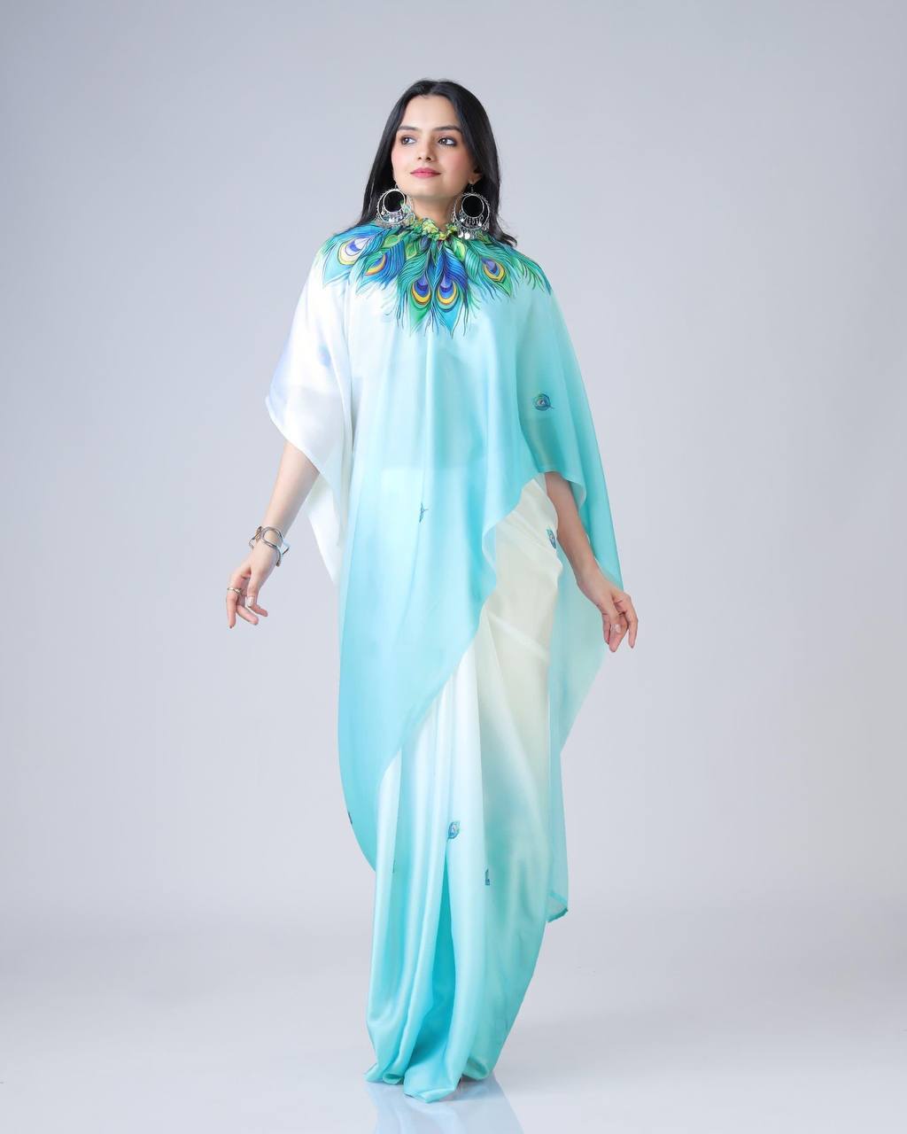 Hands-Free Ready to Wear Saree (White Color)