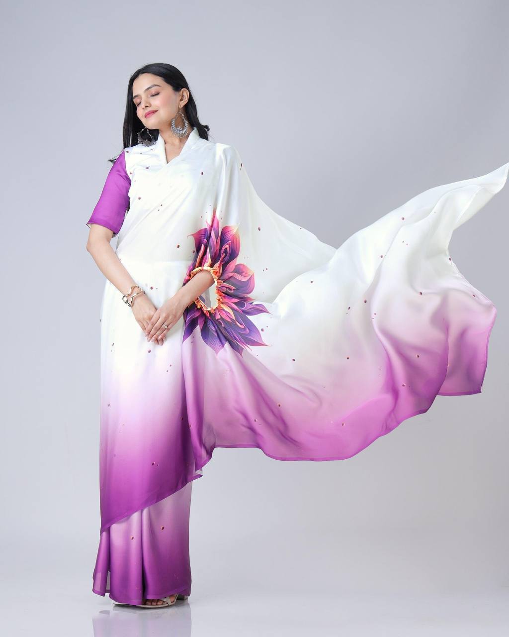 Hands-Free Ready to Wear Saree (Purple Color)
