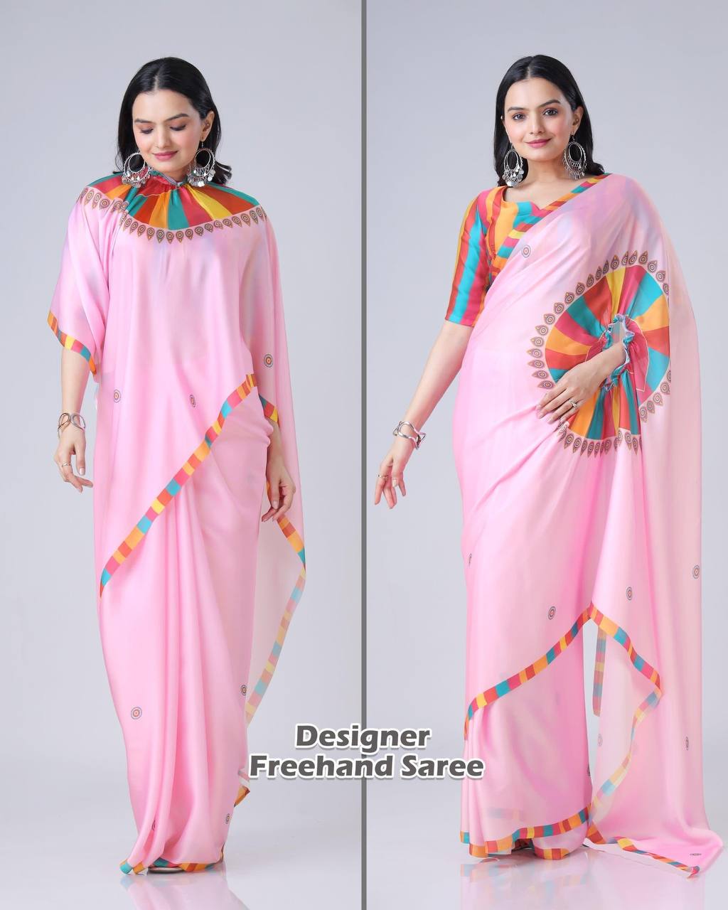 Hands-Free Ready to Wear Saree (Pink Color)