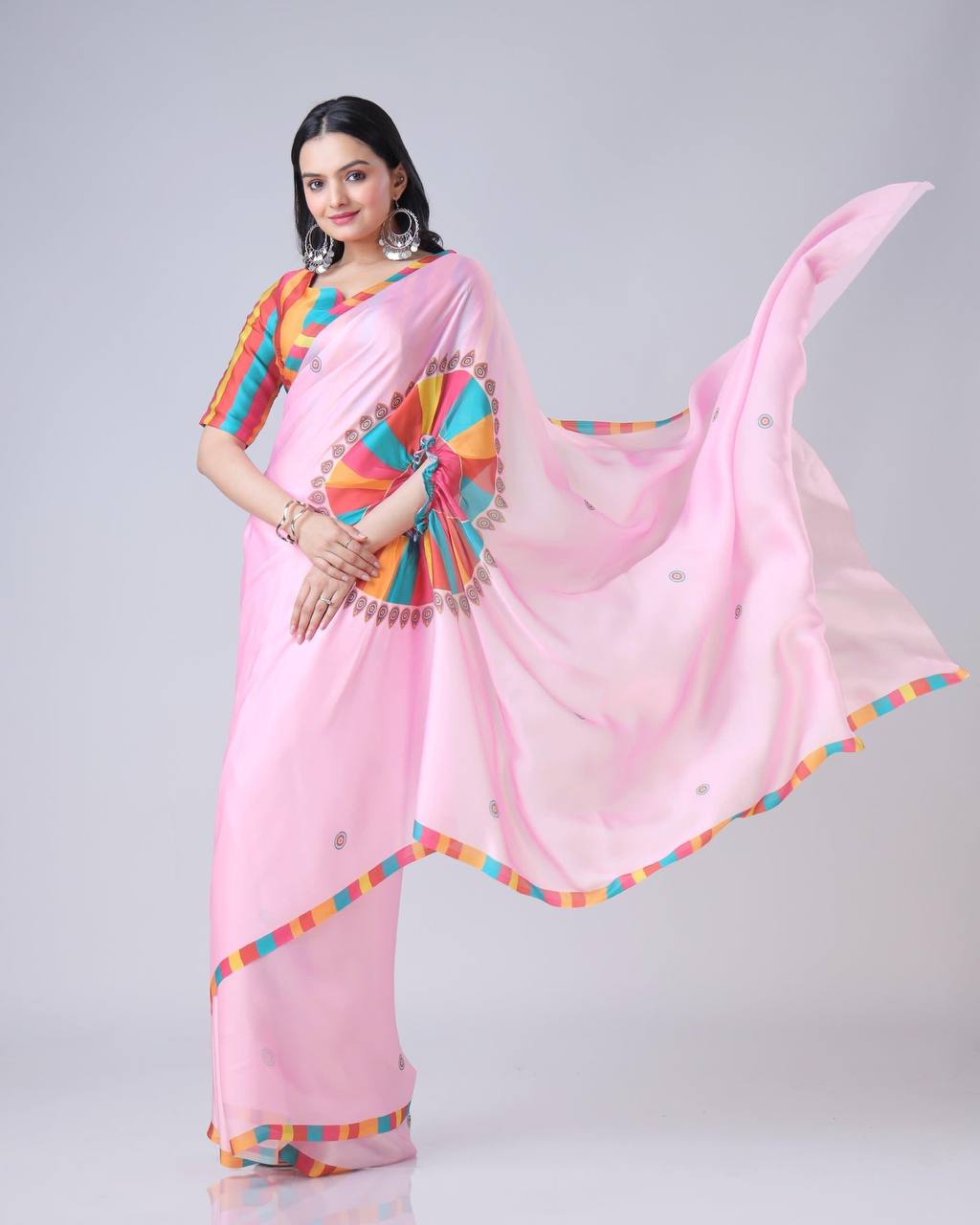 Hands-Free Ready to Wear Saree (Pink Color)
