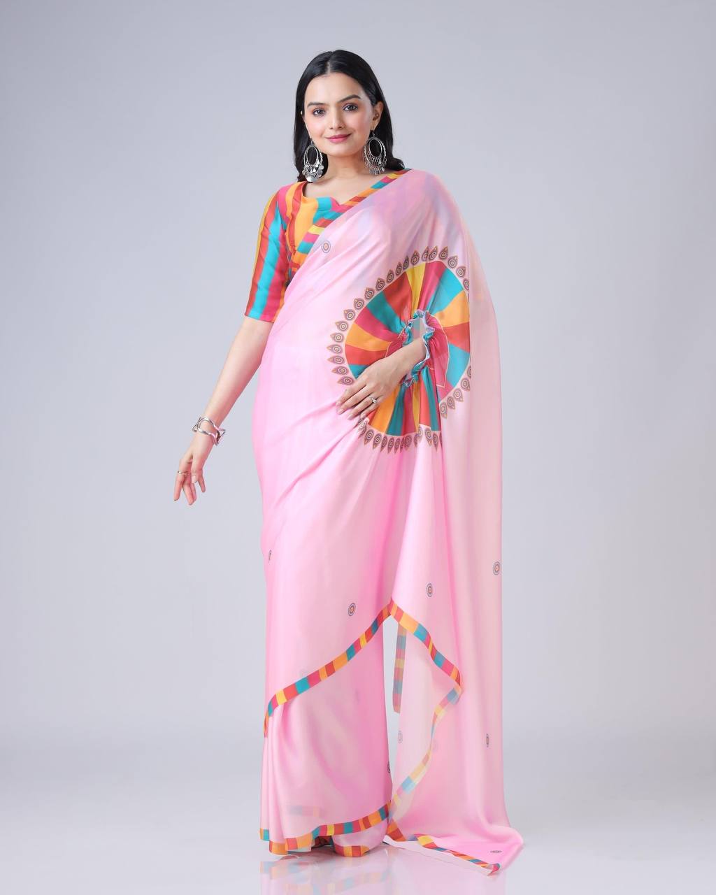 Hands-Free Ready to Wear Saree (Pink Color)