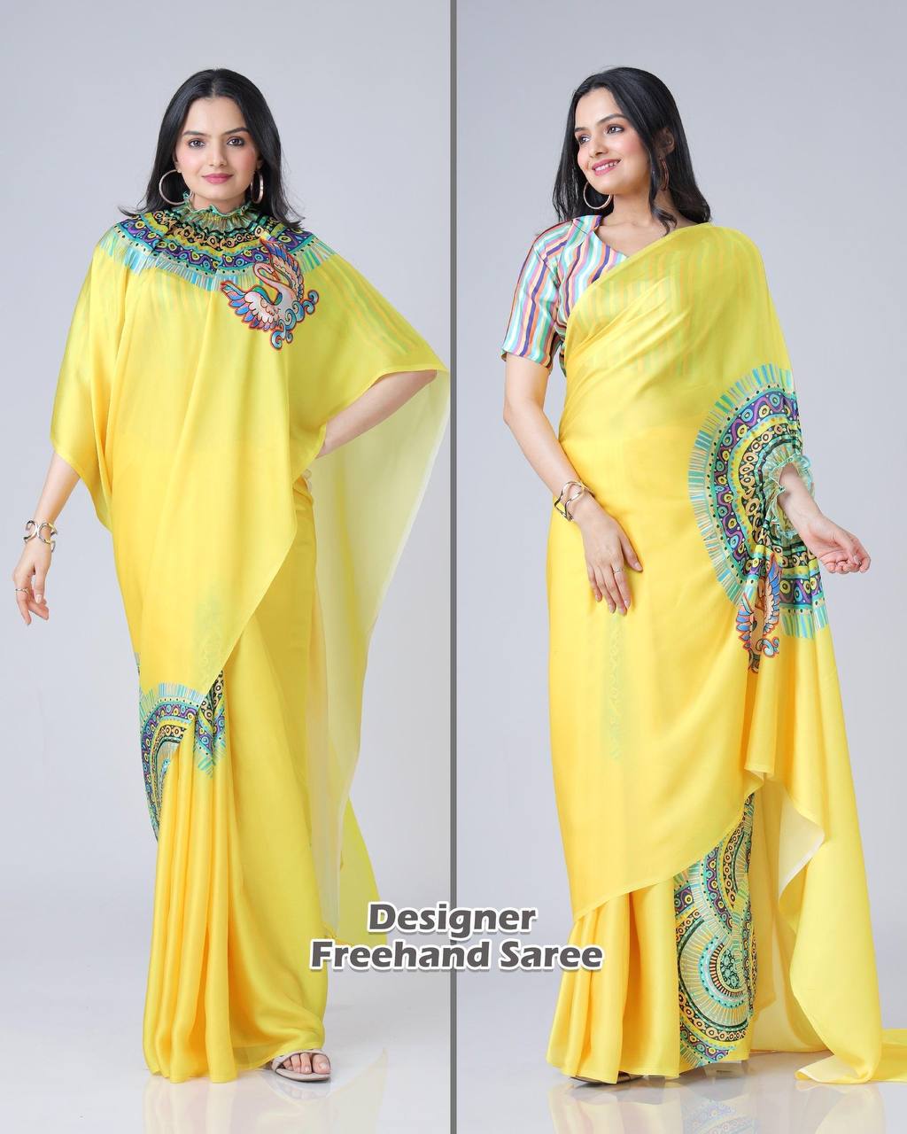 Hands-Free Ready to Wear Saree (Yellow Color)