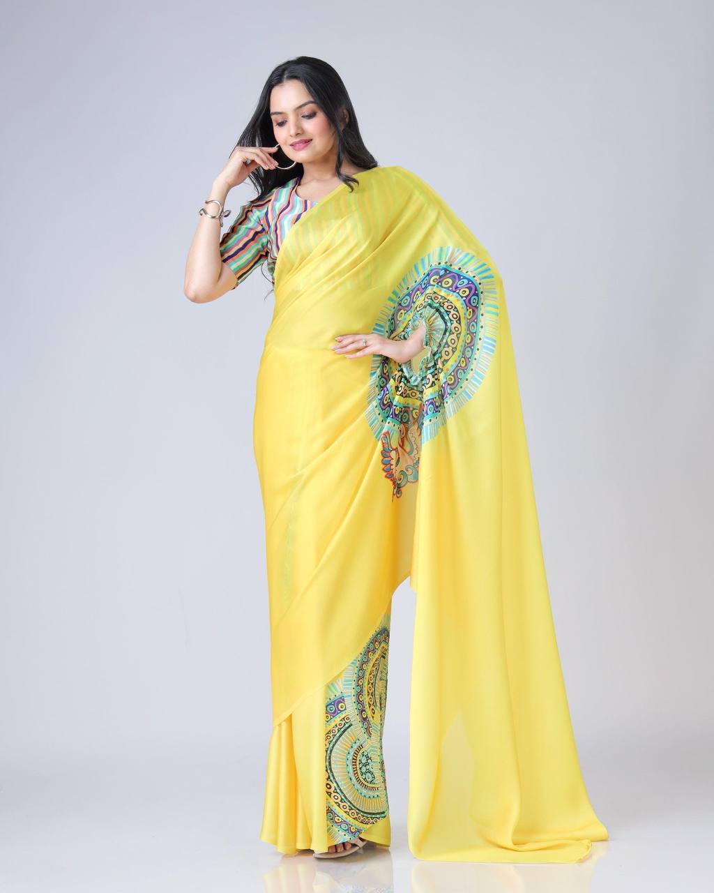 Hands-Free Ready to Wear Saree (Yellow Color)