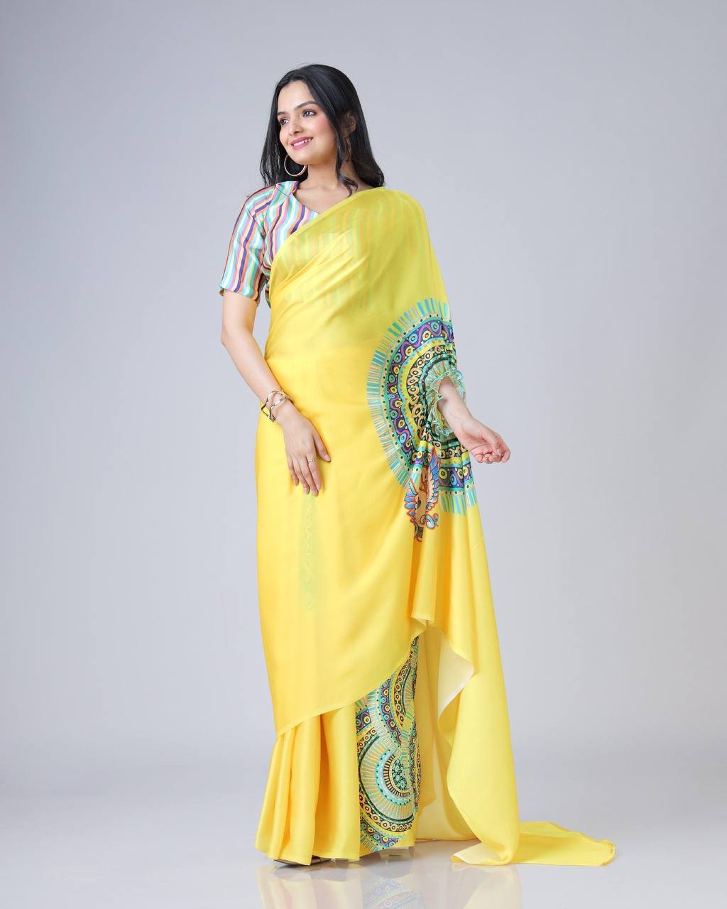 Hands-Free Ready to Wear Saree (Yellow Color)