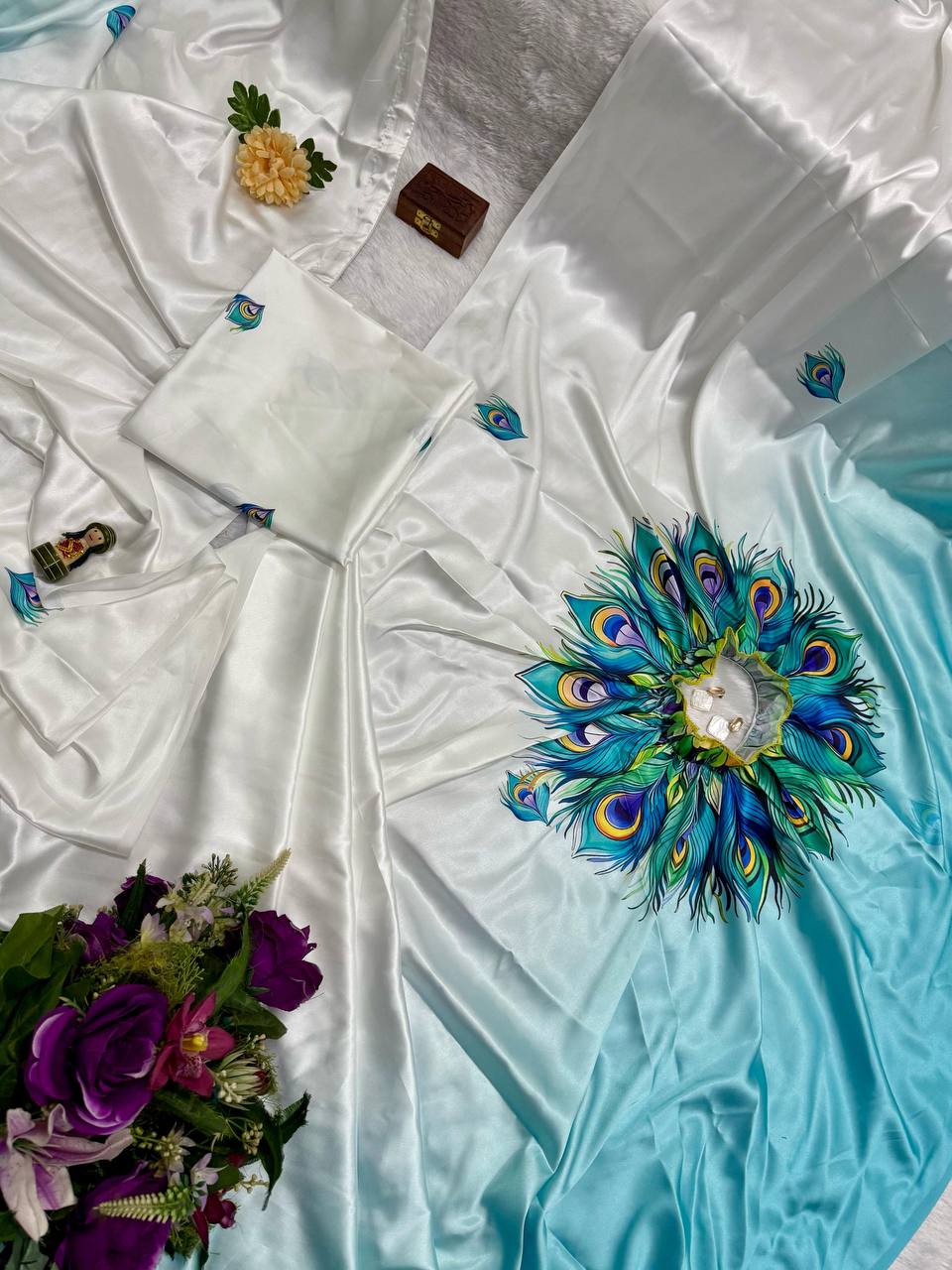 Hands-Free Ready to Wear Saree (White Color)