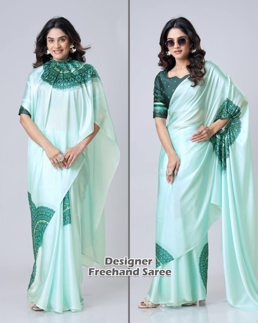 Hands-Free Ready to Wear Saree (Green Color)