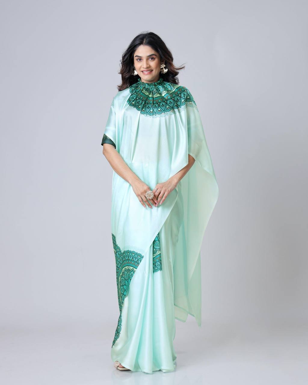 Hands-Free Ready to Wear Saree (Green Color)