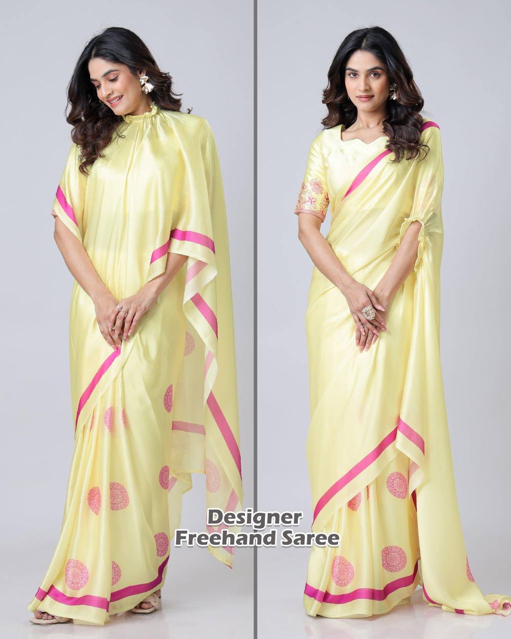 Hands-Free Ready to Wear Saree (Yellow Color)