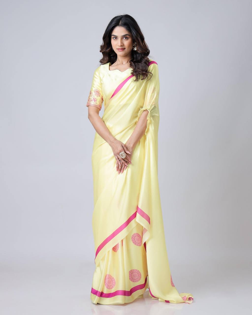 Hands-Free Ready to Wear Saree (Yellow Color)