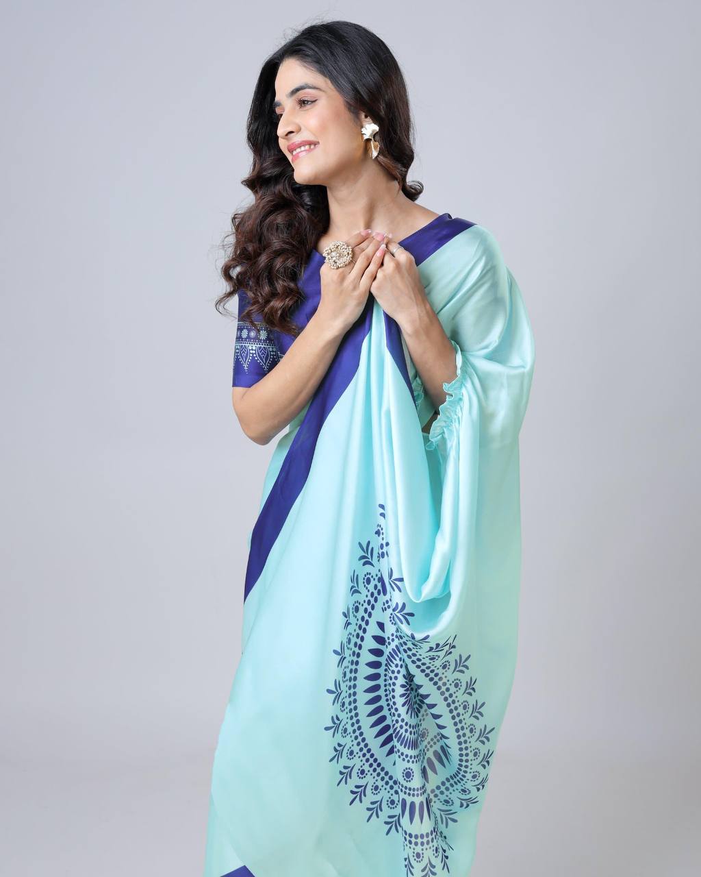 Hands-Free Ready to Wear Saree (Navy Color)