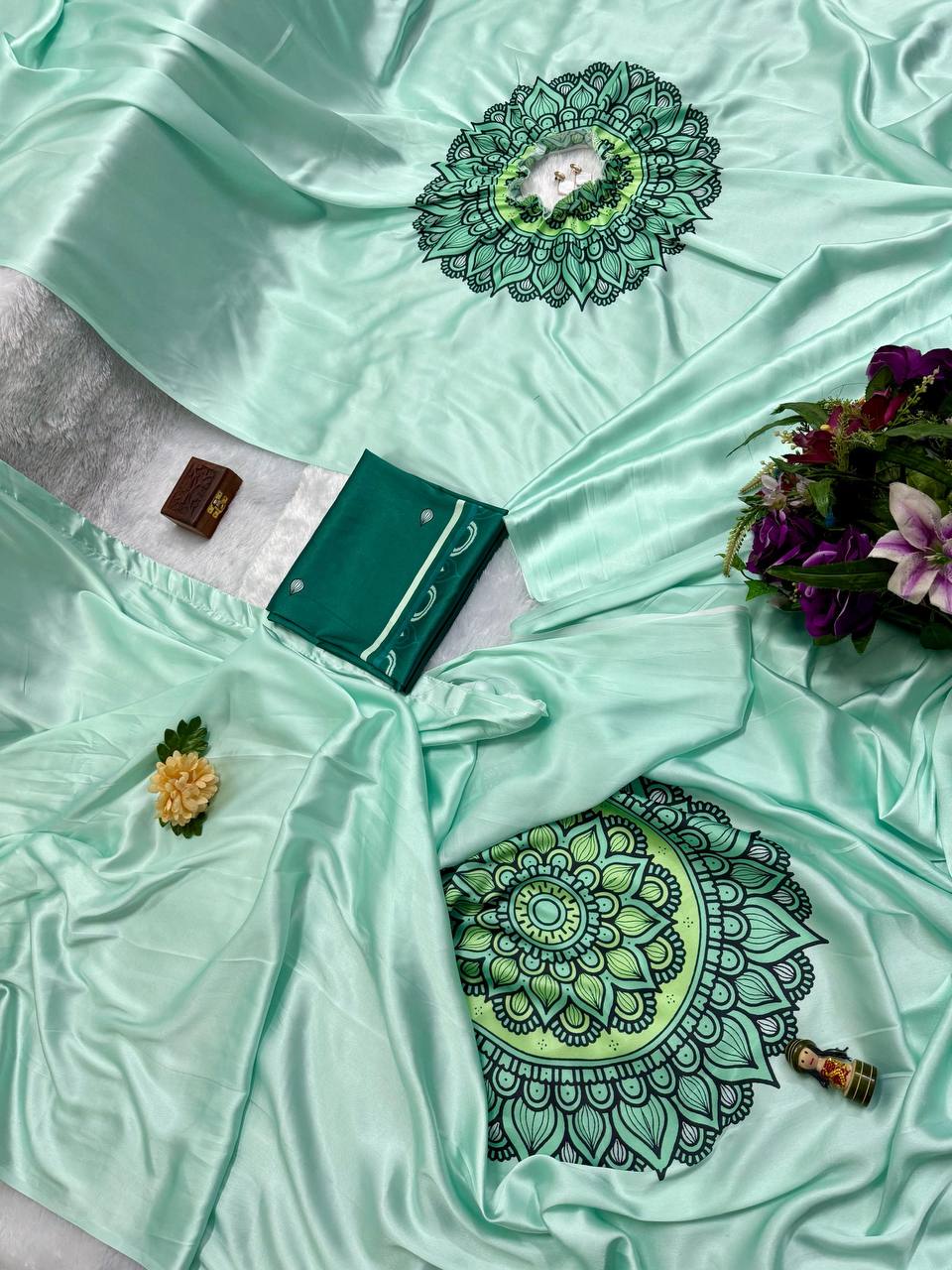 Hands-Free Ready to Wear Saree (Green Color)