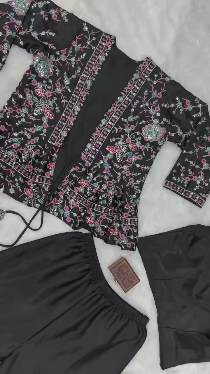 Indo-Western Koti, Blouse & Plazzo Set
