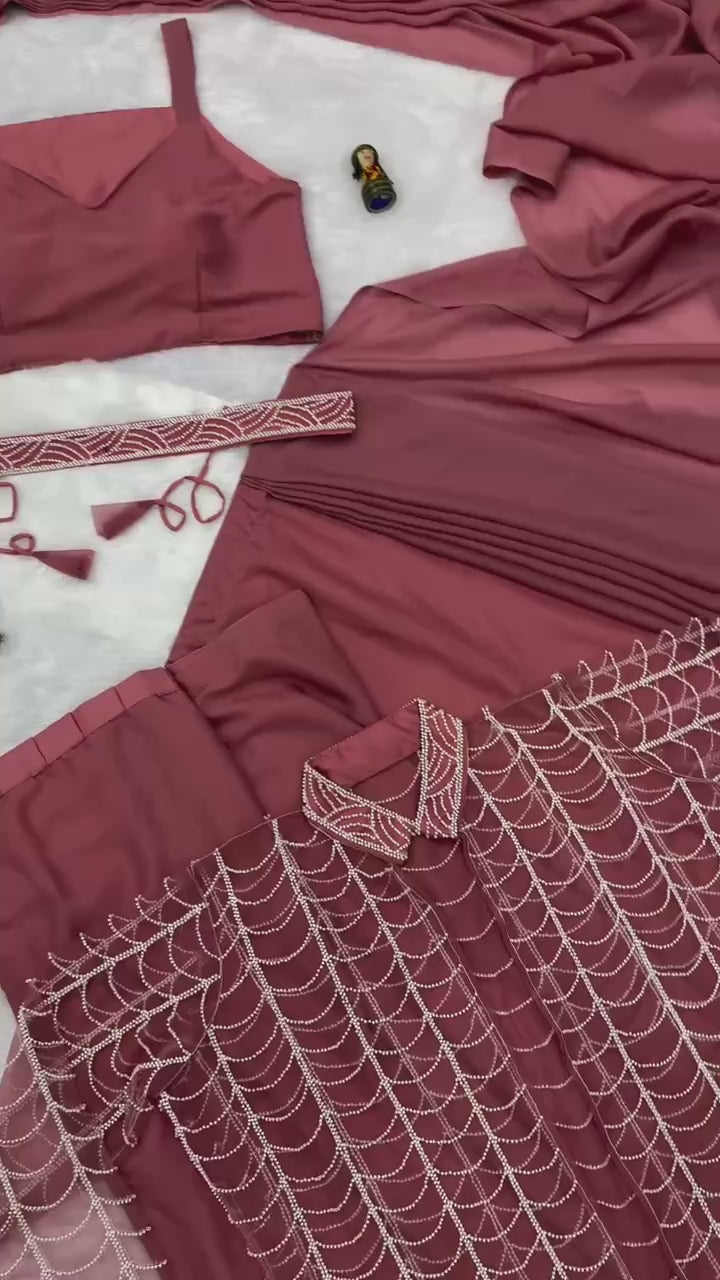 Indo-Western Ready-to-Wear Drape Saree with Koti