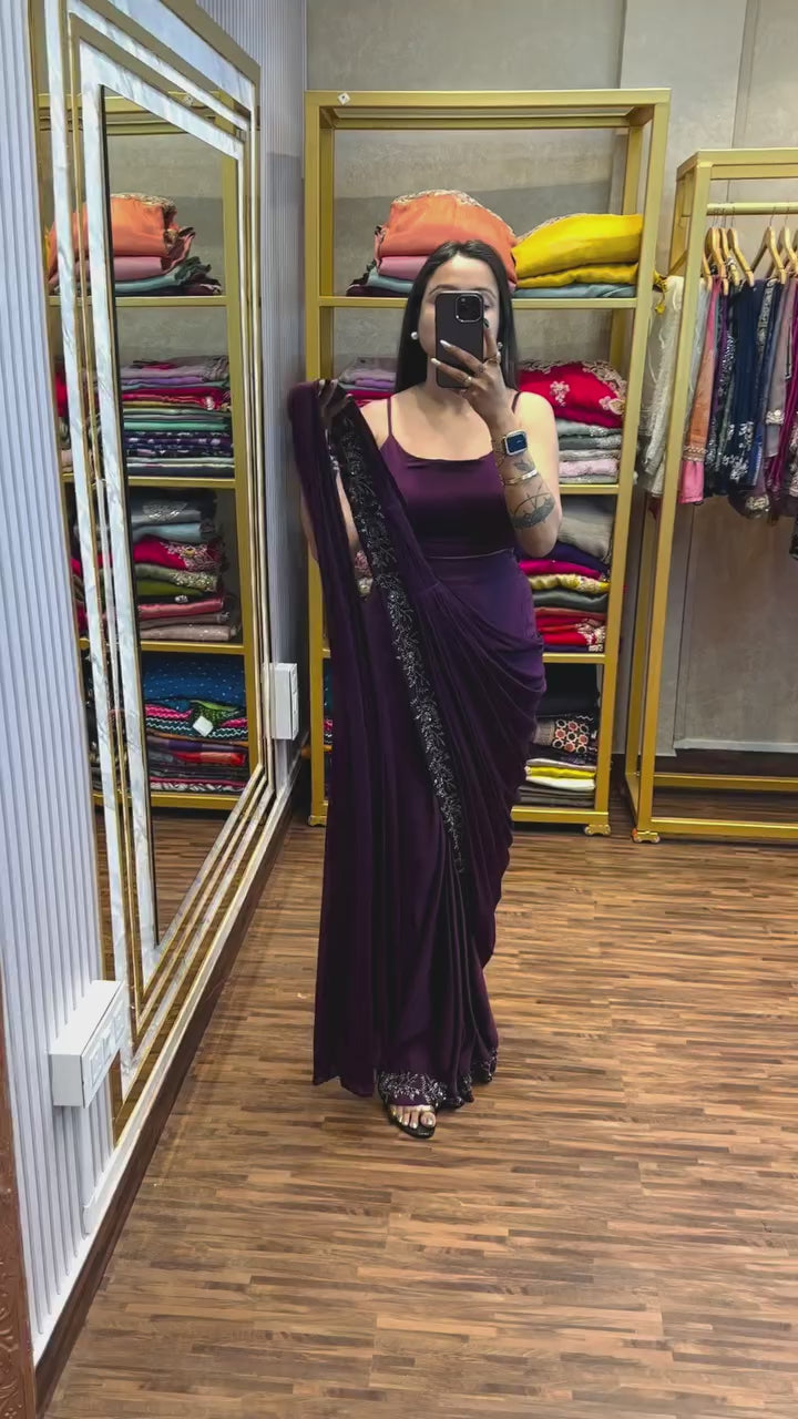 Indo-Western Ready-to-Wear Drape Saree with Koti & Belt