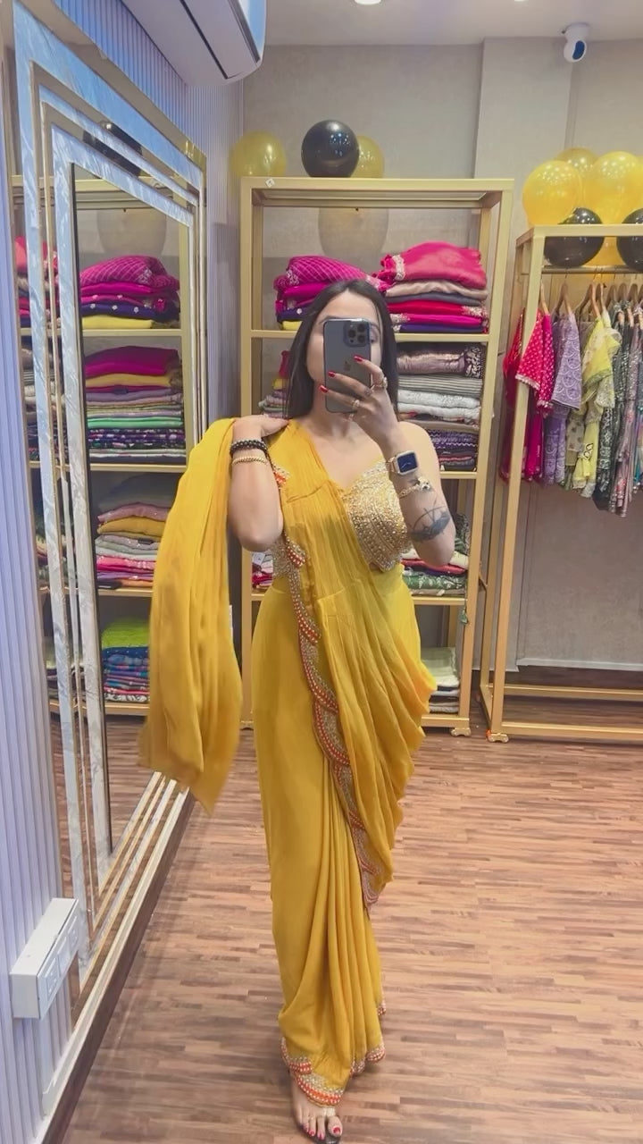 Ready-to-Wear Drape Saree with Embroidered Koti