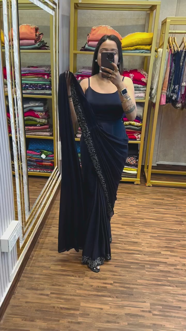 Indo-Western Ready-to-Wear Drape Saree with Koti & Belt