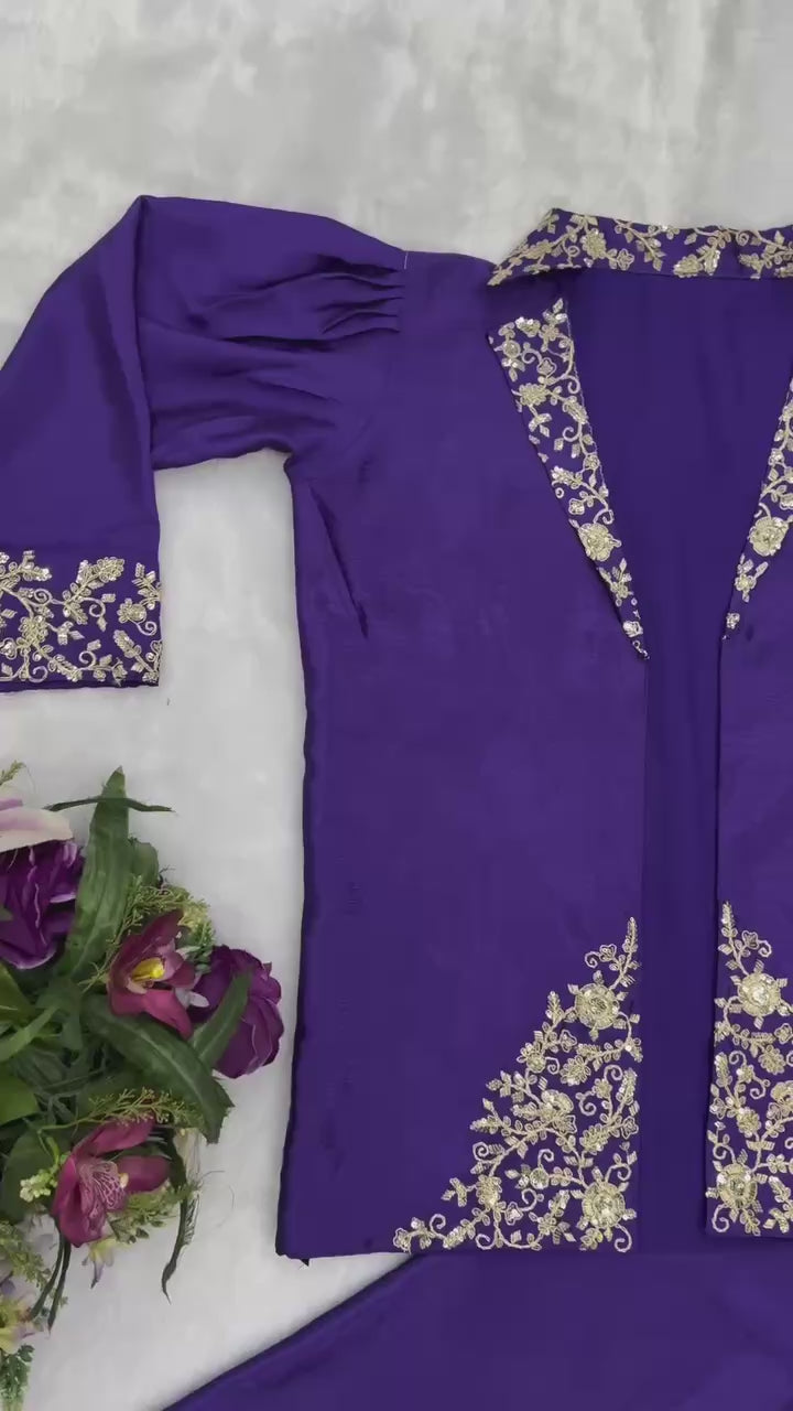 Indo-Western Koti, Blouse & Plazzo Set