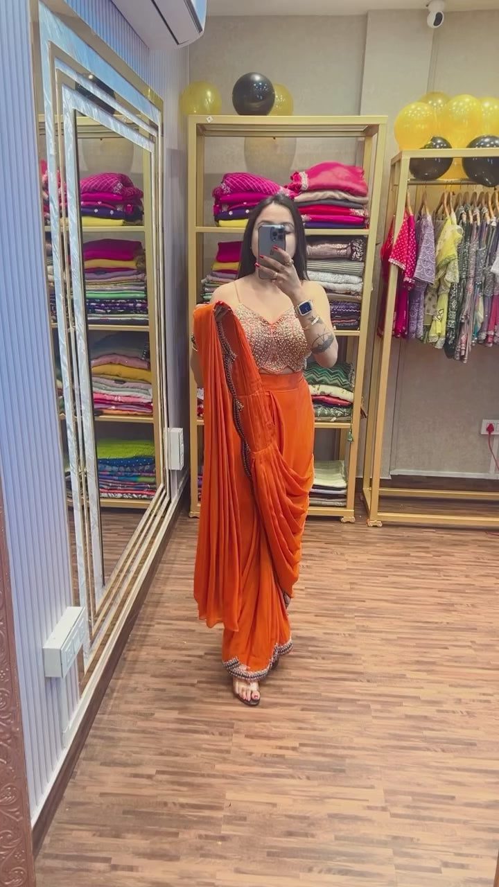 Ready-to-Wear Drape Saree with Embroidered Koti
