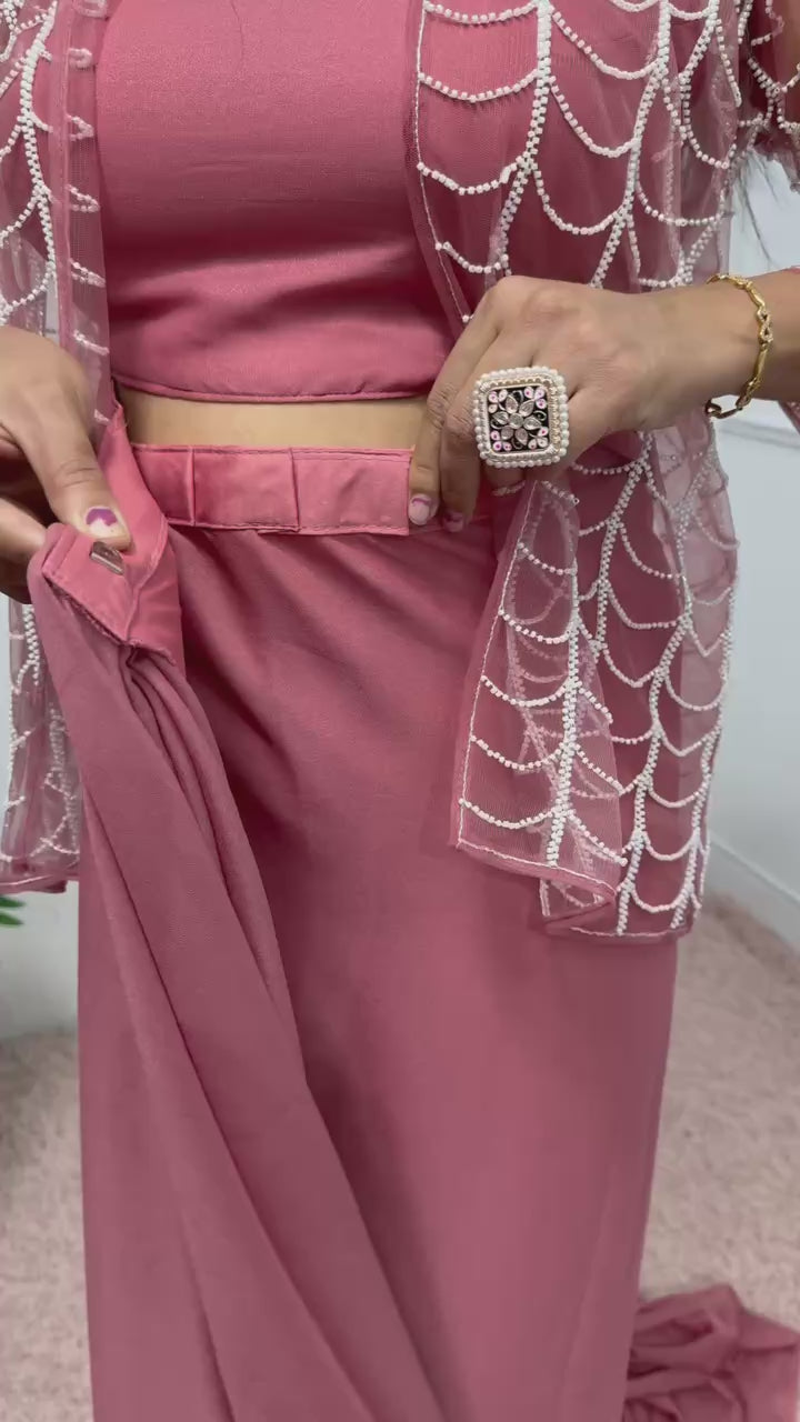 Indo-Western Ready-to-Wear Drape Saree with Koti