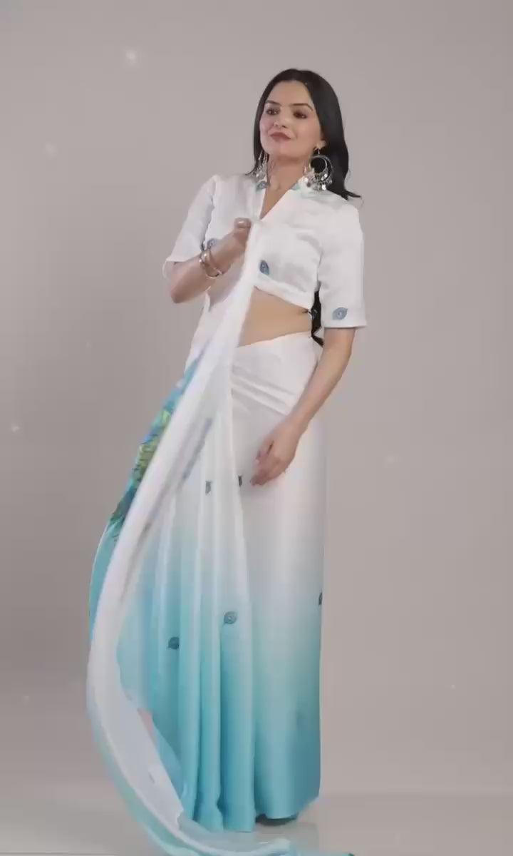 Hands-Free Ready to Wear Saree (Light Orange Color)