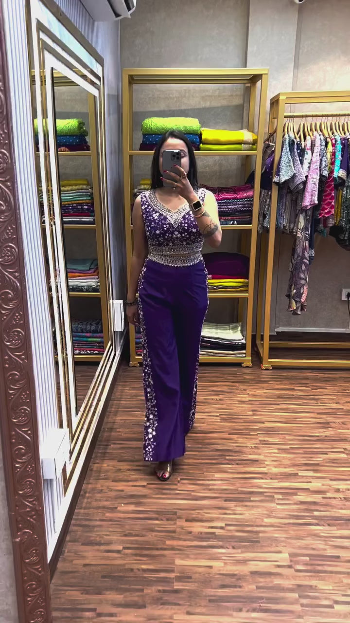 Indo-Western 3-Piece Set (Plazzo, Blouse & Dupatta)